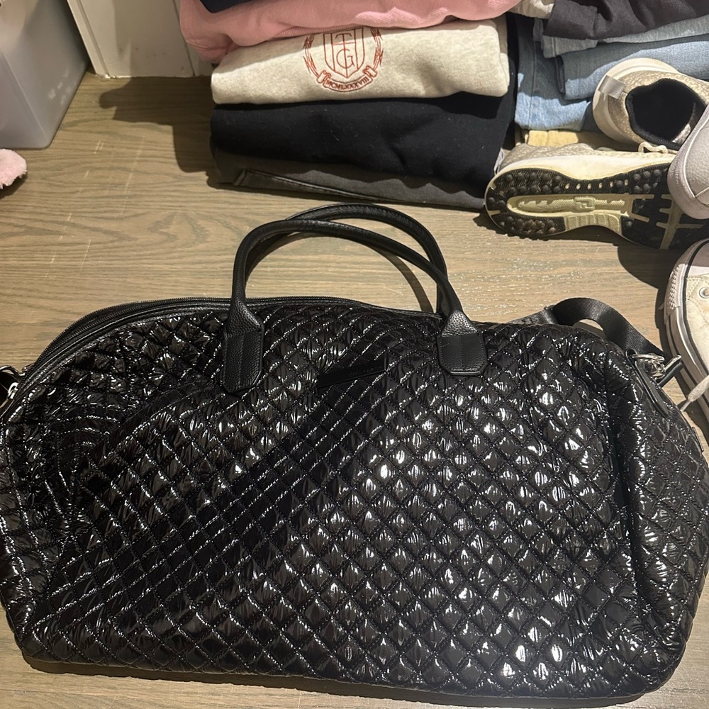 Vince Camuto Black Quilted Duffel Bag